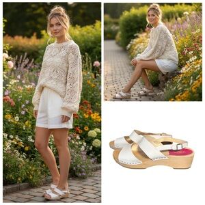 Helena leather wooden clogs sandals from the brand Swedish Hasbeens size 41